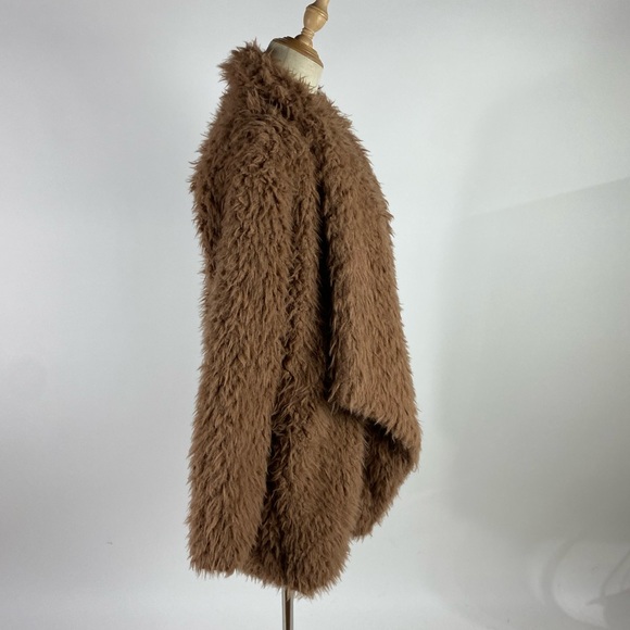 TULAROSA Shaggy Mauve Milennial Pink Faux Fur Open Front Jacket Womens XS - Picture 4 of 8